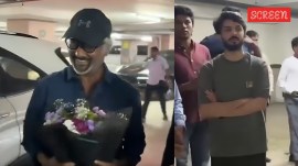 Rajinikanth at theatre at Phoenix Mall, where he watched Jailer 2 with composer Anirudh Ravichander
