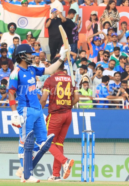 Rahul's 87-ball 129 took India to 351/7 against West Indies.