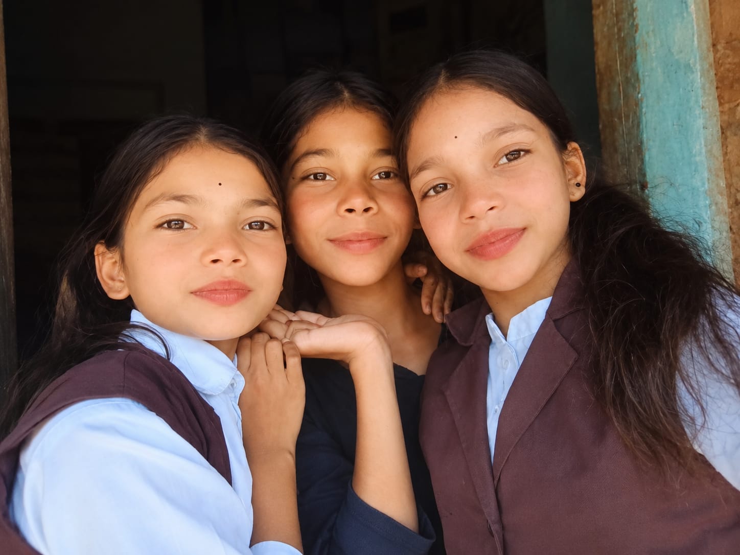 Kajal (left) with her siblings Aanchal and Payal