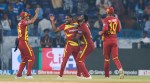 Keemo Paul of West Indies celebrates the wicket during the 4th T20I match between India and West Indies at the Rajiv Gandhi International Stadium, Hyderabad, India on October 14, 2026.