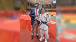 Judoka Kokila Kaushik with coach Munawar Anjar Ali Siddiqui. (Special Arrangement)