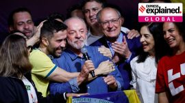 Brazil election 2026: Brazilian President Luiz Inácio Lula da Silva celebrates his re-election after defeating Flávio Bolsonaro in the October 2026 presidential runoff.