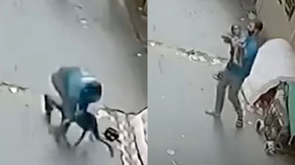 Man saves kid falling from balcony video in Egypt