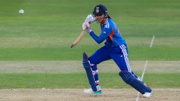 Smriti Mandhana of India plays a shot during the presentation of the Match 3 of the DP World Women’s T20 Asia Cup 2026 between India and Thailand at Dubai International Cricket Stadium, Dubai, United Arab Emirates, on August 30, 2026.