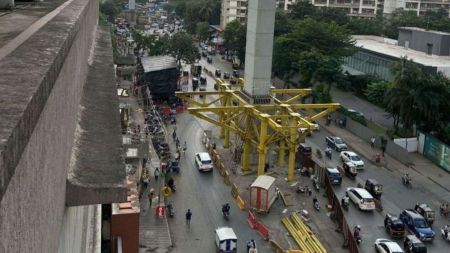 Borivali cable-stayed bridge, Borivali flyover project, BMC bridge project, Borivali traffic update, Western Express Highway Link Road, Dattapada Road traffic, Borivali cable-stayed flyover cost, Rs 341.59 crore bridge, Mumbai Coastal Road North, Thane-Borivali Twin Tunnel, General Cariappa ROB, Borivali bridge completion date, Changing City, Indian Express news, Mumbai news