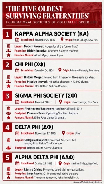 The five oldest surviving fraternities today