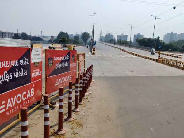 The diversions with the capsule design implemented by AMC after a public outrage on the Makarba railway over bridge. (Express Photo)
