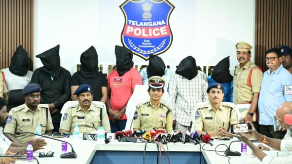 According to the police, the suspect first broke open the armoury lock and took out 12 weapons, hiding them in the thick foliage outside. (Image: DGP Telanagana Police/X/Express Photo)