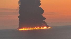 Ukraine struck an oil tanker off Russia’s southern coast near Sochi, triggering a huge fire and black smoke cloud, according to reports.