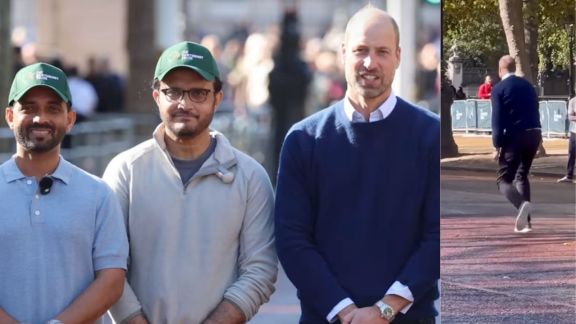 Prince Williams playing cricket with Indian cricketers