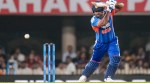 India's Sanju Samson plays a shot during the second T20I cricket match of a series between India and West Indies, in Ranchi, Jharkhand, Friday, Oct. 9, 2026. (PTI Photo)