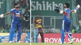 Shreyas Iyer couldn't have timed his maiden T20I ton better. (Express photo by Vishal Srivastav)