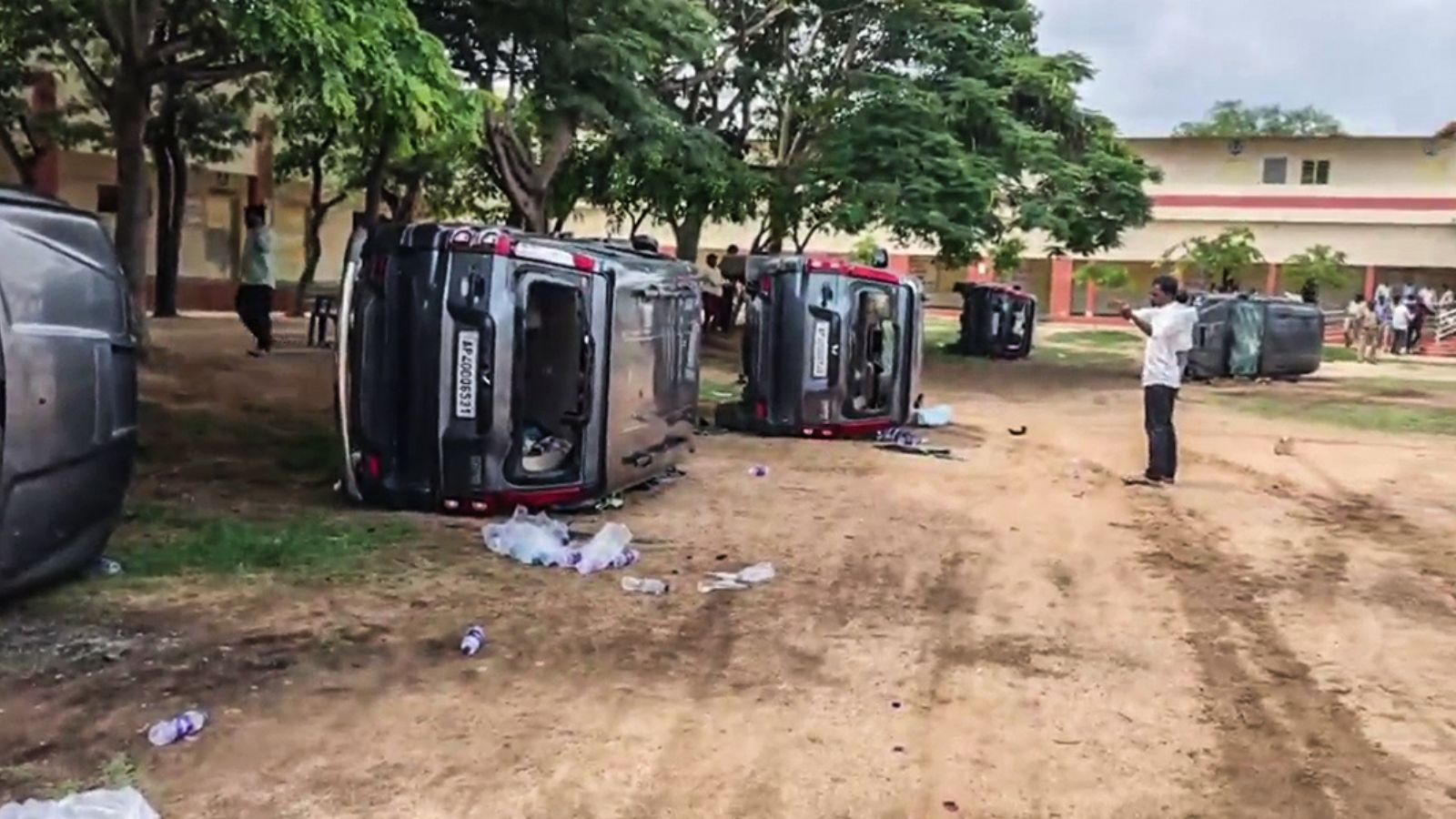 Sticks and stones as TDP and YSRCP cadre clash ahead of Andhra local body polls; MP claims bid to kill