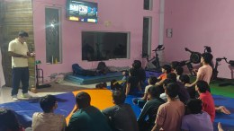 Trainees at Kuldeep Malik Sport Academy in Sonepat get ready for Kajal's bout. (Express Photo by Pritish Raj)