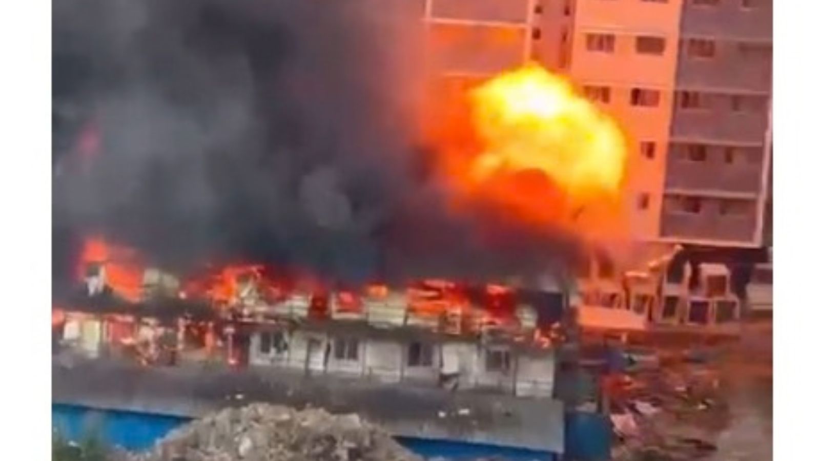 Massive fire at labour camp triggers 7-cylinder blasts; dramatic video shows huge fireball