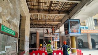 The incident comes amid ongoing work in and around the heritage station. (Express Photo Ganesh Shirshekar)