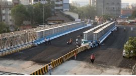 Sion Railway Bridge Set to reopen soon (Express Photo by Ganesh Shirsekar)