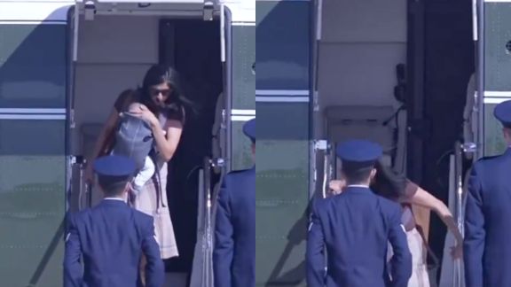 Usha Vance falls off helicopter video