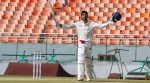Punjab's Vihaan Malhotra celebrating his century against Assam during Ranji Trophy match played at New International Cricket Stadium in New Chandigarh. (Express Photo)