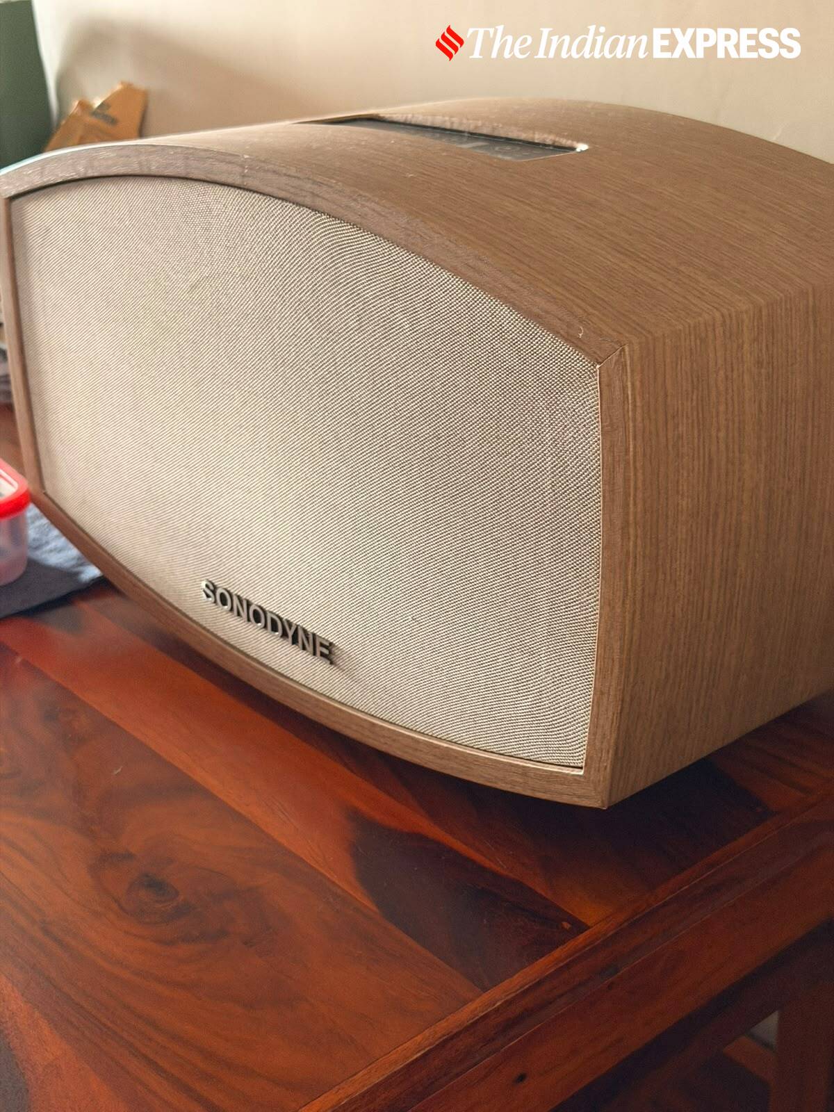 The Malhar G2’s wooden cabinet and fabric grille give the speaker a distinctive, understated look.