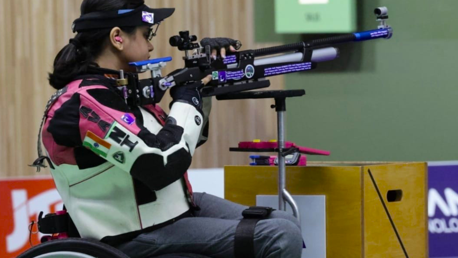 Shooter Avani Lekhara competes in the women's 10m air rifle event. (Photo: Paralympic Committee of India)
