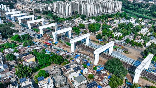 The Mumbai-Ahmedabad bullet train project completes portal beam work at the railway crossing in Vadodara, paving the way for the next construction stage. (Image: NHSRCL)