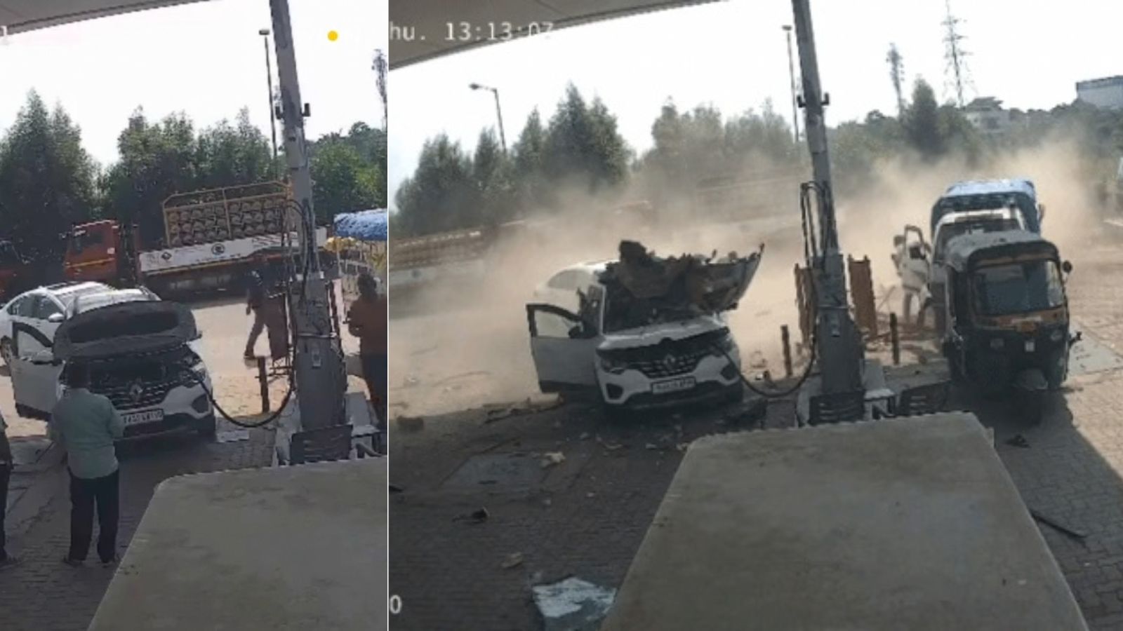 CNG car explodes during refuelling in Gujarat, debris rains down at pump – national CNG car explodes during refuelling in Gujarat, debris rains down at pump – national