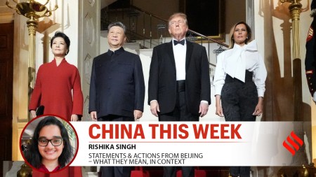 US President Donald Trump and first lady Melania Trump with China's President Xi Jinping and his wife Peng Liyuan at the White House, on September 24. (AP Photo/Alex Brandon)