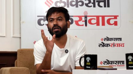 Abhijeet Dipke, founder of the Cockroach Janta Party (CJP) spoke at Loksatta's public dialogue programme. Express Photo By Ganesh Shirsekar