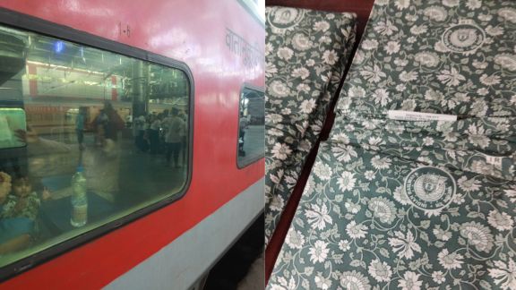 Kolkata Rajdhani Express gets a floral comfort upgrade in First AC this Durga Puja. (Image: Eastern Railway/Express File Photo)