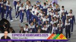 The Indian contingent during the Asian Games closing ceremony in Nagoya, Japan, Sunday. (AP Photo)