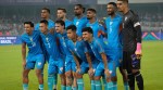 India's players pose for a group photo before the international friendly soccer match against Brazil in Kolkata, India, Saturday, Oct. 3, 2026. (AP Photo/Bikas Das)