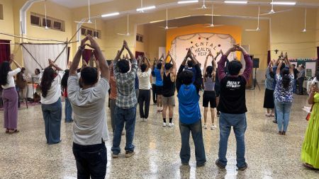 The programme began with a short marathon, followed by yoga and a walkathon in which participants walked freely around the space.