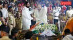 Maharashtra Deputy Chief Minister Eknath Shinde consoles family member at Nana Patekar's funera