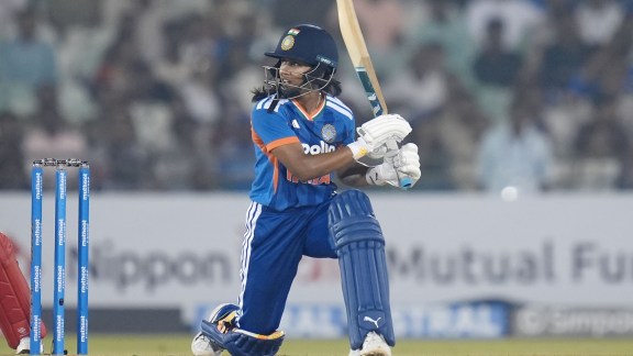 Niki Prasad of India during the 1st T20I match between India Women and Zimbabwe Women at the Shaheed Veer Narayan Singh International Stadium, Raipur, India on October 16, 2026. Photo: Faheem Hussain / CREIMAS for BCCI