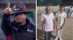 Umpire Nitin Menon's father, Narendra Menon teaches boys aged 12 to 15 the rules, from run-outs to no-balls, at the Central Gymkhana ground in Indore. (BCCI/Express Photo)