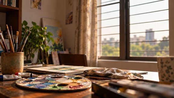 The more the mind loops through the same thoughts, the less energy a person may have for the things that once brought pleasure. For Renu, painting was one of those things. (AI Generated Image)