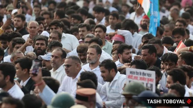 The plea, filed through advocate Utkarsh Jaiswal, added that “a large political procession led by” Gandhi “accompanied by hundreds of workers and supporters of” the Congress “raising slogans, entered the premises of” the court “and moved towards the Registry Counter”