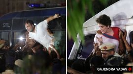 Congress leaders Rahul Gandhi and Priyanka Gandhi Vadra are detained by police during a protest against alleged irregularities in the Special Intensive Revision (SIR) of electoral rolls at Akashvani Bhawan in Delhi on Tuesday. (Express Photo by Gajendra Yadav)