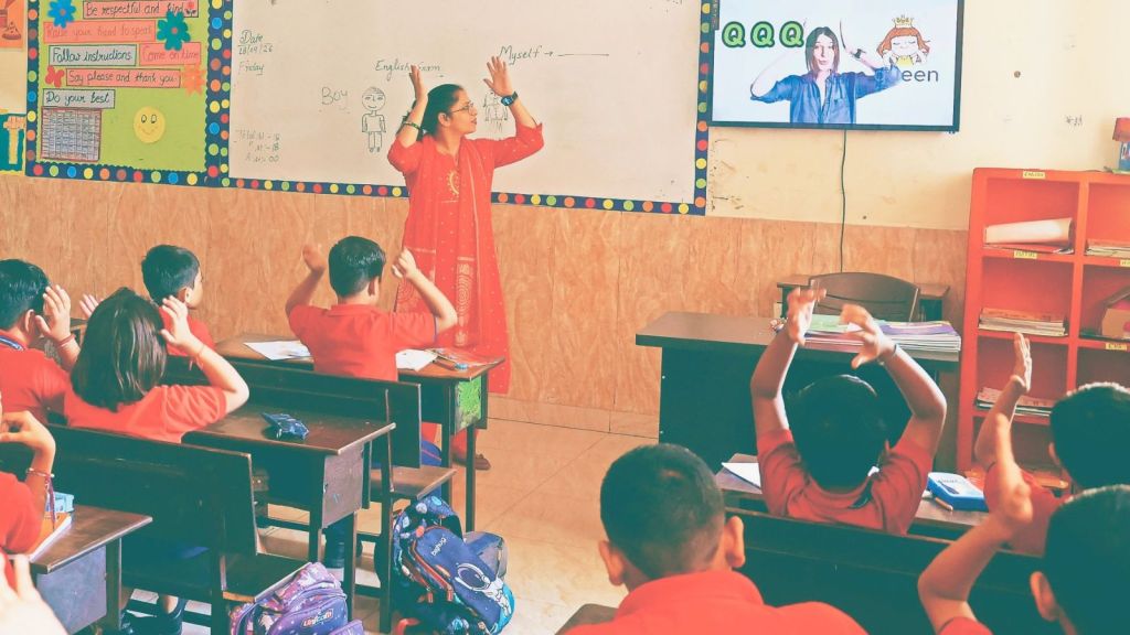 A classroom at a Greater Noida school. (Credit: Amit Mehra)