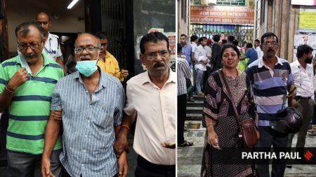 Family of Sriparna Poddar of Baidyabati Hooghly at the police morgue the day after incident