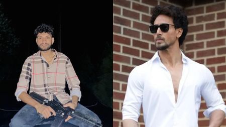Gangster Anil Pandit (left); and Bollywood actor Tiger Shroff (right)