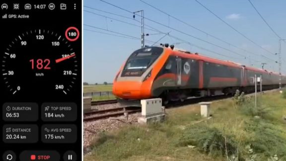 Indian Railways' new Vande Bharat train completes a 180 kmph trial on the Mathura–Nagda section. (Image: Ministry of Railways)