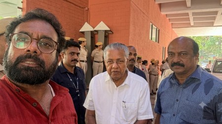 Former Kerala chief minister Pinarayi Vijayan was detained near Kerala House on Jantar Mantar Road in New Delhi on Saturday morning. (Photo: X/@CPIMKerala/ Image enhanced by AI)
